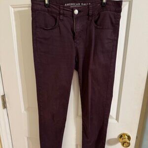 AE American Eagle SUPER STRETCH Jeggings Pants WINE Burgundy Maroon Size 6 Reg